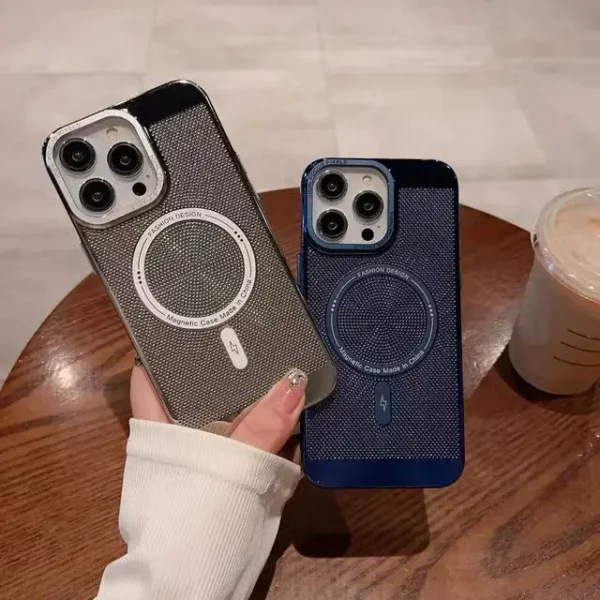 Yapears Electroplated Metal Cooling Magnetic Phone Case for IPhone 15 Pro Max Support Wireless Charging for Iphone Hard Shell