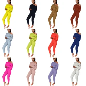 Hb2bcb30a4df84891a6cc08a67afb0912z.webp Fall Clothes Winter Clothes for Women New Casual Women Sweater Simple Round Neck Trousers Long Sleeved Sweater Two Piece Set