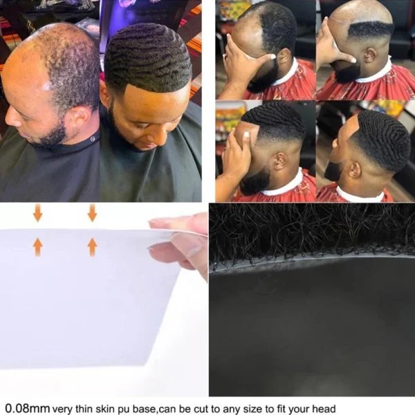 Hb350e5cf212f4d1ab1e77d463b2586c2S.webp Thin Skin PU Afro Wave Human Hair Men Replacement System Afro Kinky Curl Men Hair Units Toupee for Black Men