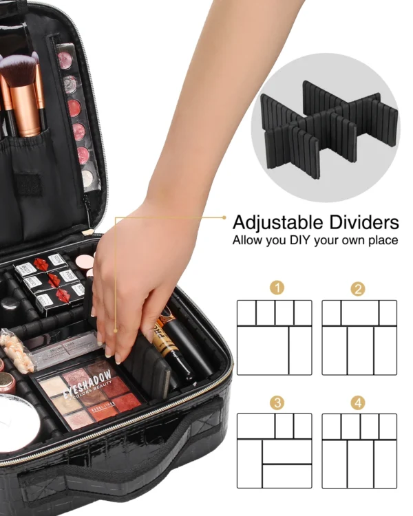 Hb74391c7a1534c06b0593692209b9411v.webp Relavel Makeup Case Leather Travel Cosmetic Storage Case Portable with Adjustable Dividers Cosmetic Case Organizer