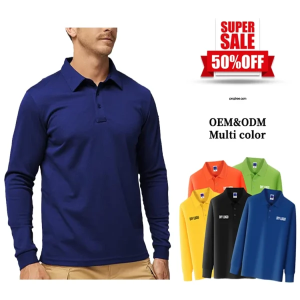 Hc8ca7efde2b8496c84006632571a148fm.webp Hot Sale Cheap Price Custom logo Polyester Cotton Long Sleeve Polo Shirts Men's Over Size Long Sleeve Polo T Shirts for Men