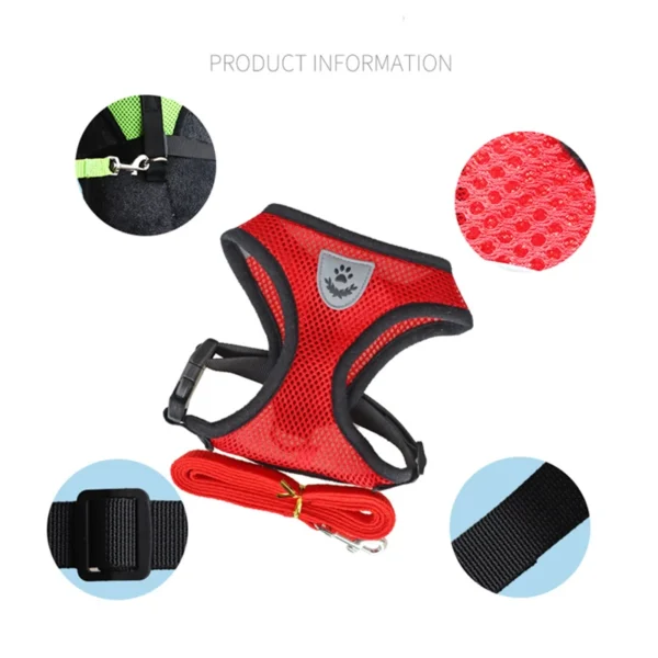 Dropshipping No Pull Reflective Breathable Adjustable Pastel Strap Dog Chest Harness Vest Leash Set