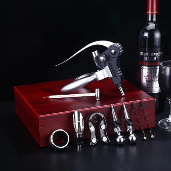 Bar Tools 9 Pieces Wine Bottle Opener Corkscrew Sets for Wood Case