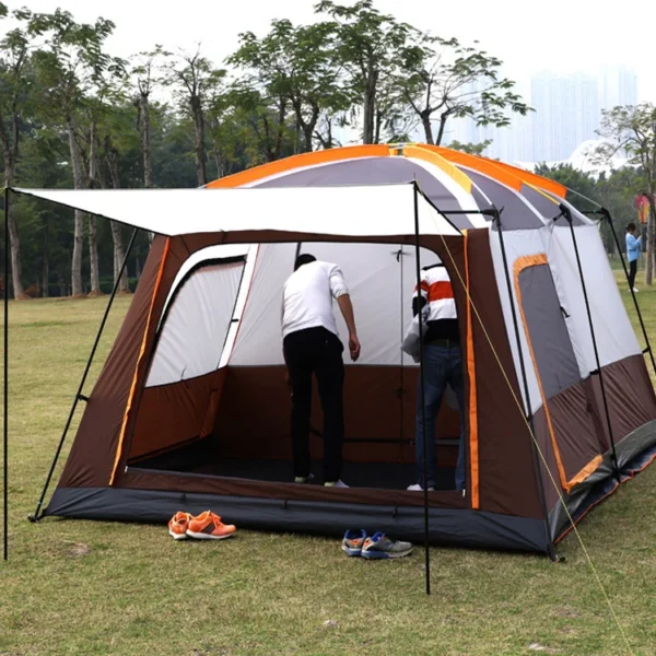 He238d938896f452b8d65b33dd95ddb1cX.webp Super-Large Two Rooms One Hall Tent Outdoor Camping 6 -12 People Waterproof Tent