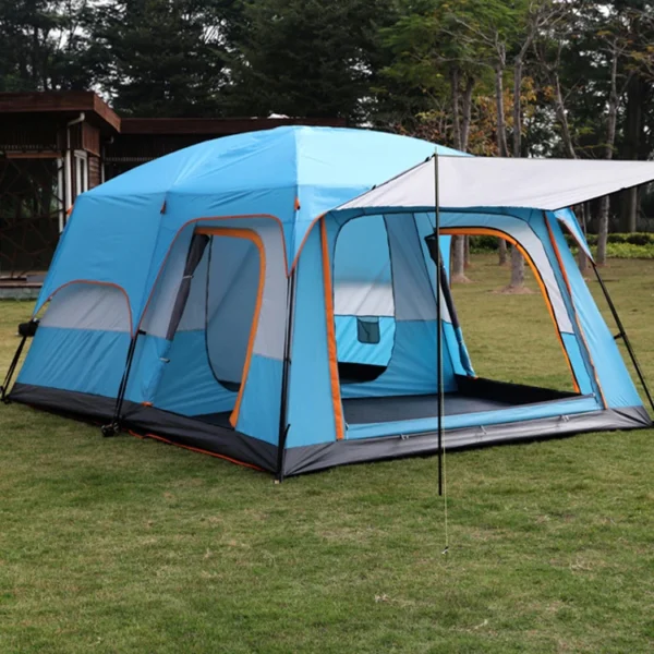He50127a804a74903904cd71181d85fb5U.webp Super-Large Two Rooms One Hall Tent Outdoor Camping 6 -12 People Waterproof Tent