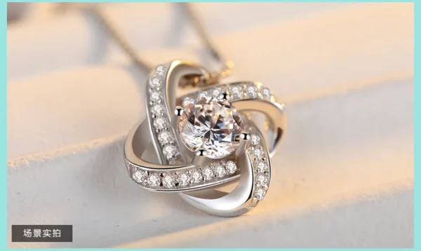 925 Sterling Silver Zircon Clover Flower Necklaces Pendants for Women High Quality Jewelry
