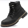 S3 Security Leather Waterproof Goodyear Rubber Soles Work Boots Industry Used Steel Toe Brown Cap Safety Shoes Without No Lace