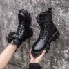 Hf164dd2c2efc4ff29739d65dc9757bd25.webp New Square Toe Thick-soled Boots Female British Style Increased Locomotive Boots Handsome Boots