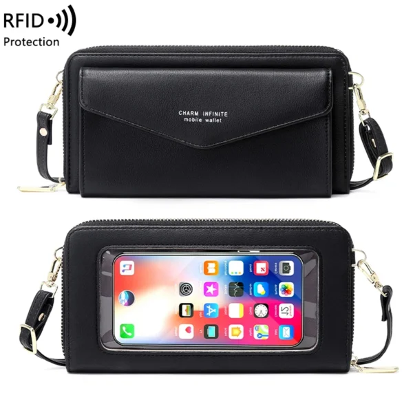 touch screen phone bag ladies purses long wallet card holder crossbody women hand bags cartera mujer leather RFID wallet women