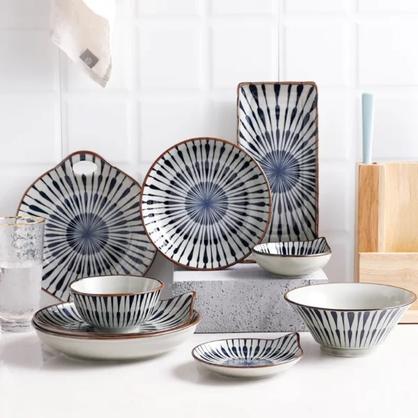 Hf705880e25354257baf0ee351aee9c35v.webp Japanese Style Tableware Ramen Bowl Ceramic Dinning Plate Set Cheap Porcelain Dinnerware Sets