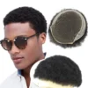 Mono Afro Kinky Curly Swiss Lace Toupee Men Thin Skin Mens Hair Units Natural Human Hair Wig Afro Toupee for Black Men