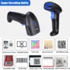 Stock 1D Laser Bar Code Scanner Wired Barcode Scanner With Stand Auto Barcode Reader QR