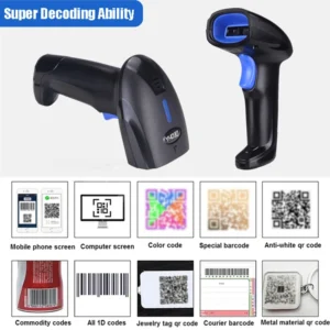 Stock 1D Laser Bar Code Scanner Wired Barcode Scanner With Stand Auto Barcode Reader QR