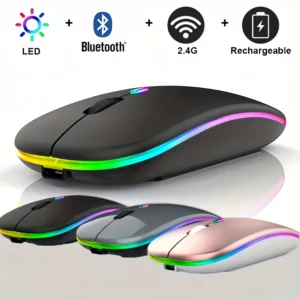 Souris sans fil Bluetooth et 2.4GHz, double Modes, Rechargeable, rvb, ergonomique, clic silencieux, pour PC, iPad, ordinateur portable, téléphone portable, TV